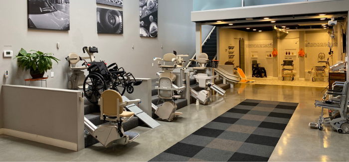 stair lifts in Lifeway Mobility showroom near Huntington Beach