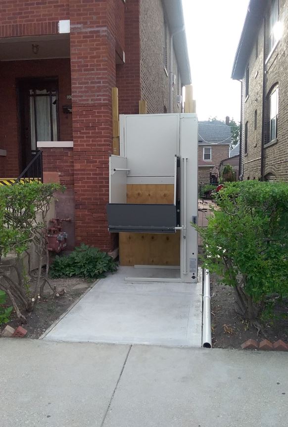 wheelchair platform lift installed in urban setting by Lifeway Mobility