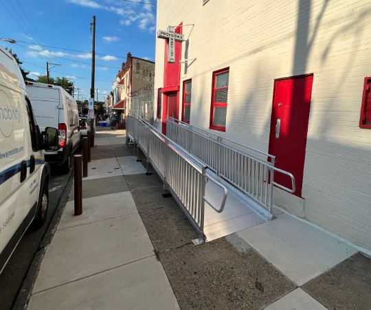 wheelchair ramp providing access to church in Philadelphia - installed by Lifeway Mobility