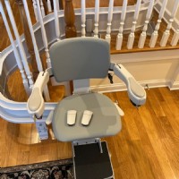Bruno custom curved stairlift with park position in Lake Forest IL installed by Lifeway Mobility