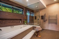 beautiful walk in shower with grab bars in home in Los Angeles CA
