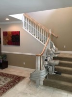 curved stairlift installed for basement access in San Francisco CA home