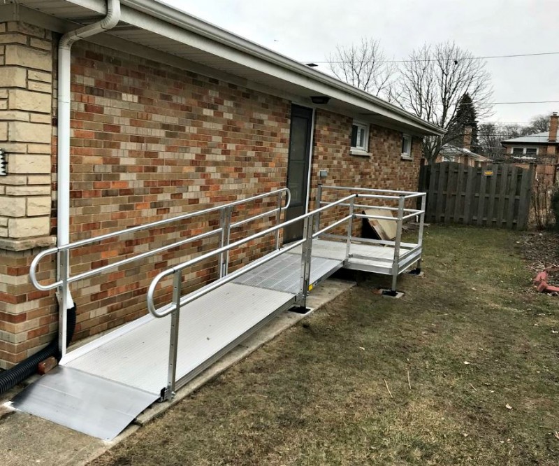 Aluminum wheelchair ramp installed in Morton Grove, IL