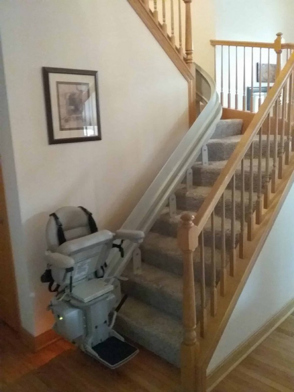curved stairlift installation with seat harness Crete Illinois