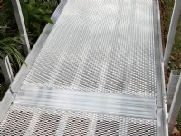 Close-up of aluminum wheelchair ramp expanded metal surface option