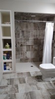 low rubber threshold shower installed for disabled man in Downers Grove Illinois